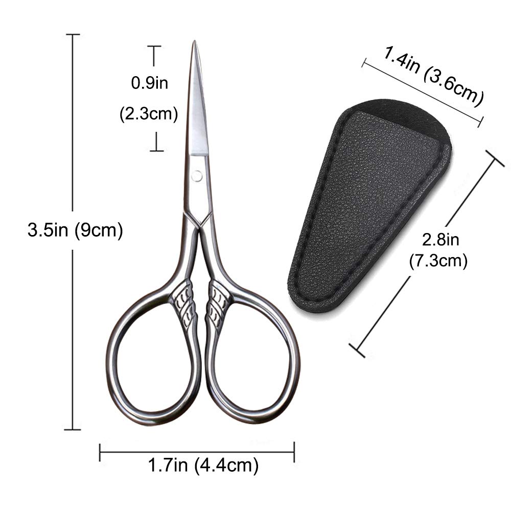 HITOPTY multi purpose beauty kit scissors shown next to its faux leather sleeve