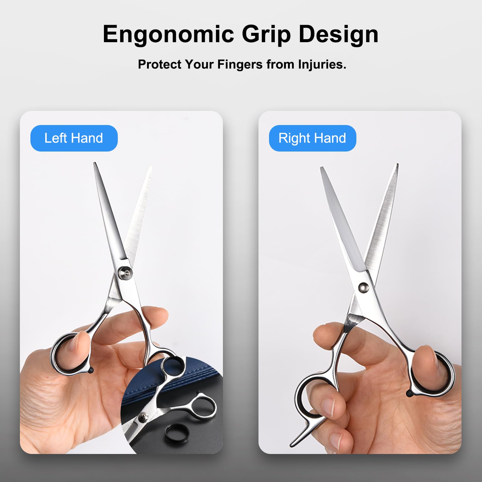 Close up view of the sharp razor edge on the professional hair shears