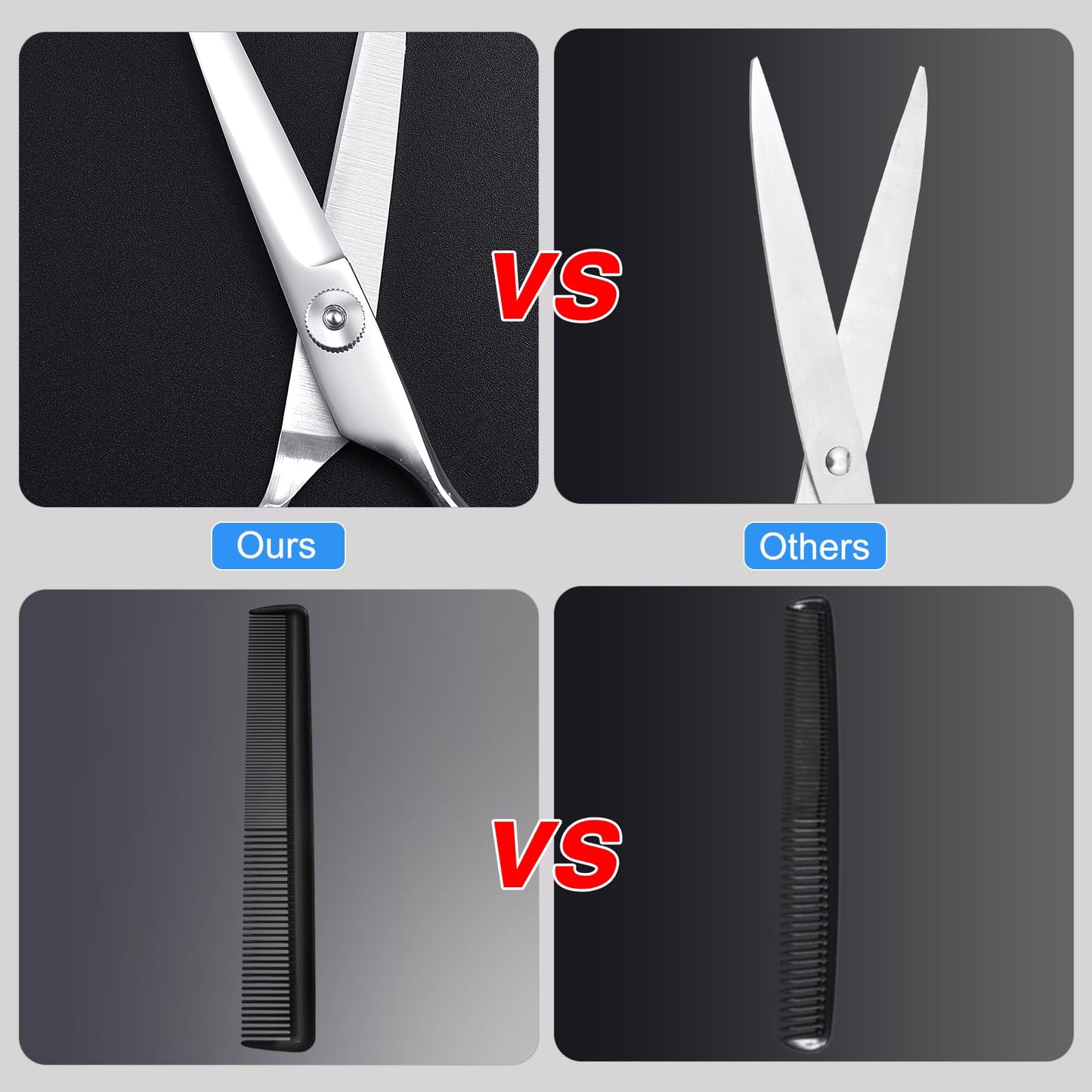 Polished stainless steel hair scissors showing the adjustable central tension screw