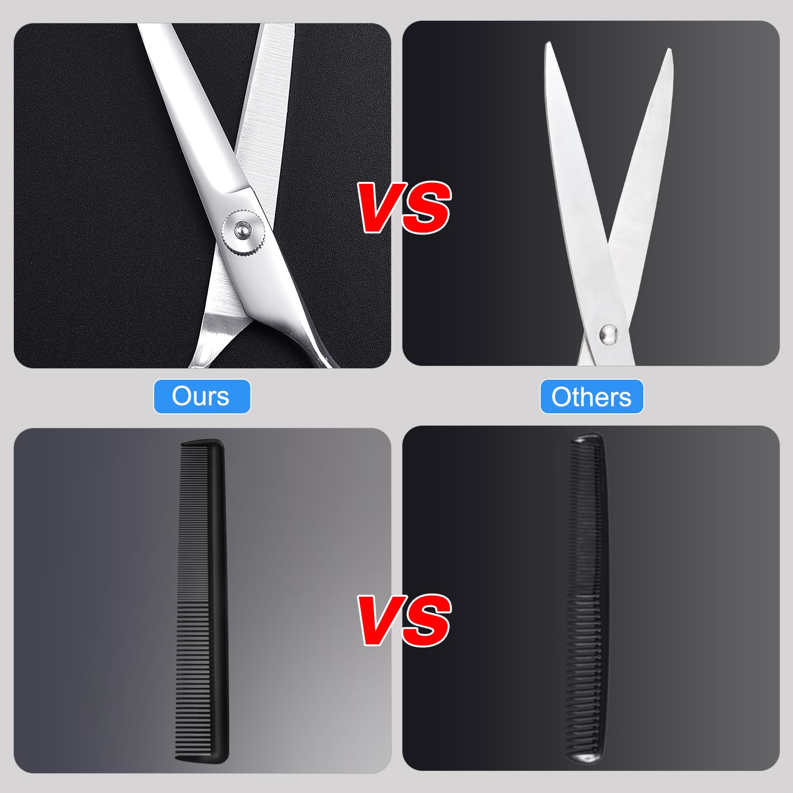 Polished stainless steel hair scissors showing the adjustable central tension screw
