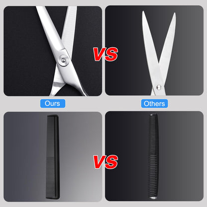 Polished stainless steel hair scissors showing the adjustable central tension screw