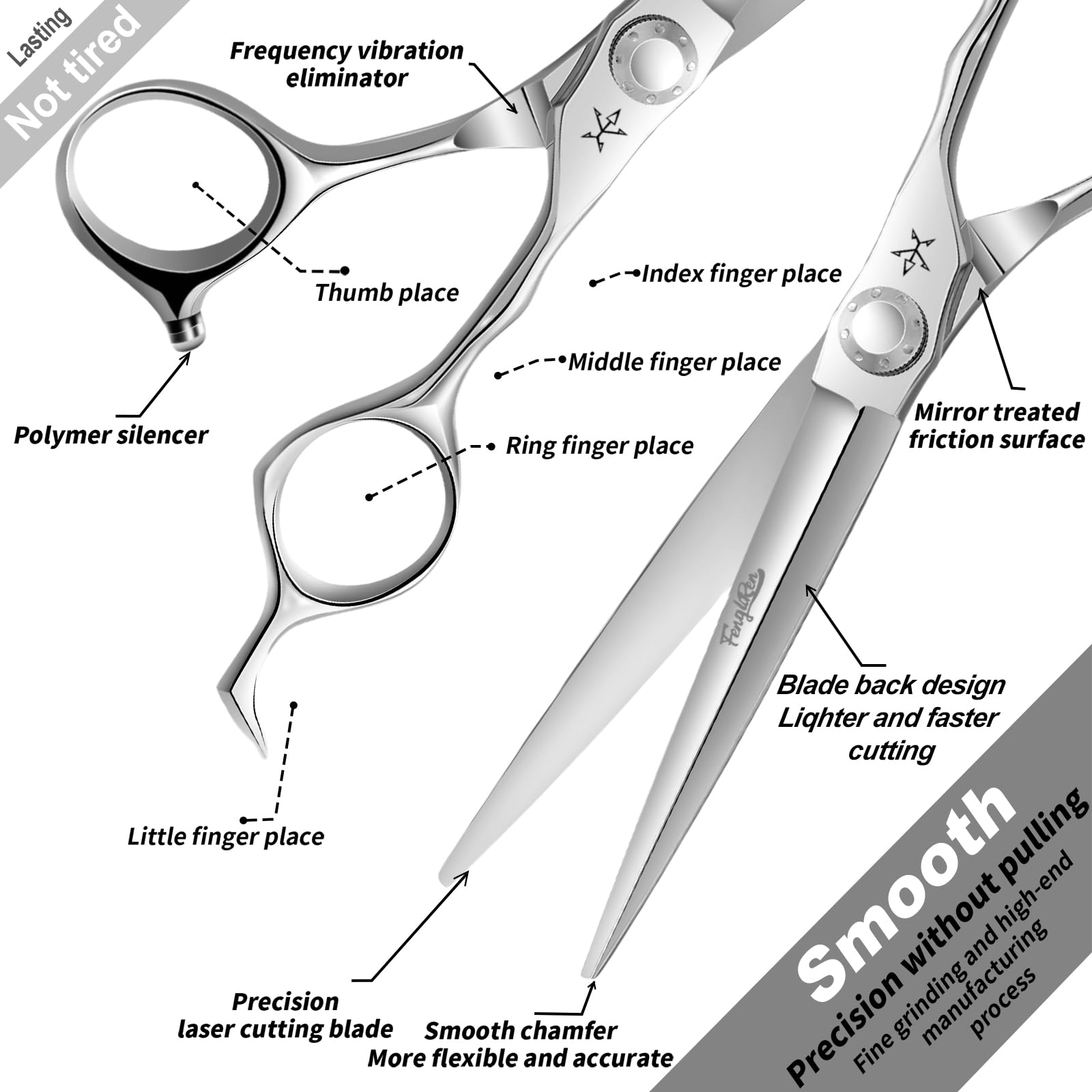 Fengliren premium barber shears being adjusted by hand for custom tension.