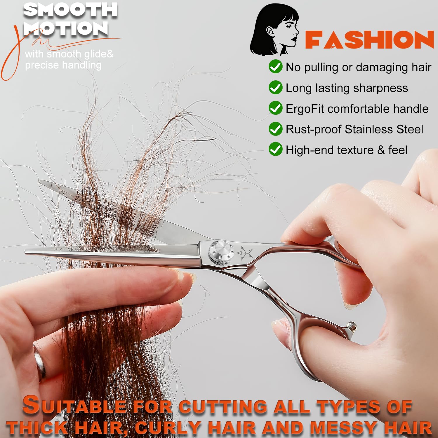 Side profile of Fengliren professional shears demonstrating the lightweight and balanced structure.