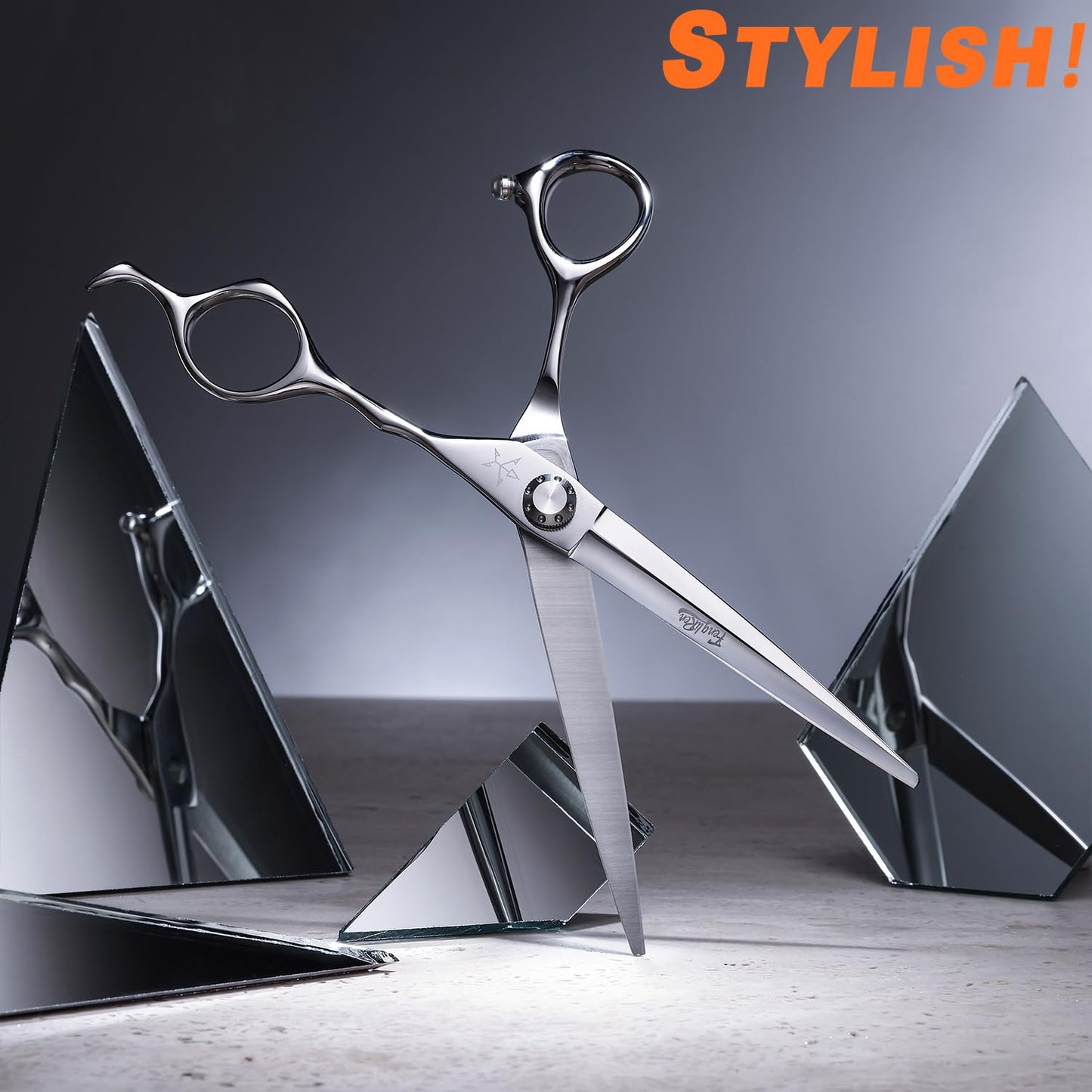 Fengliren premium 6.5 inch salon shears layout demonstrating laser frozen edge sharpness.