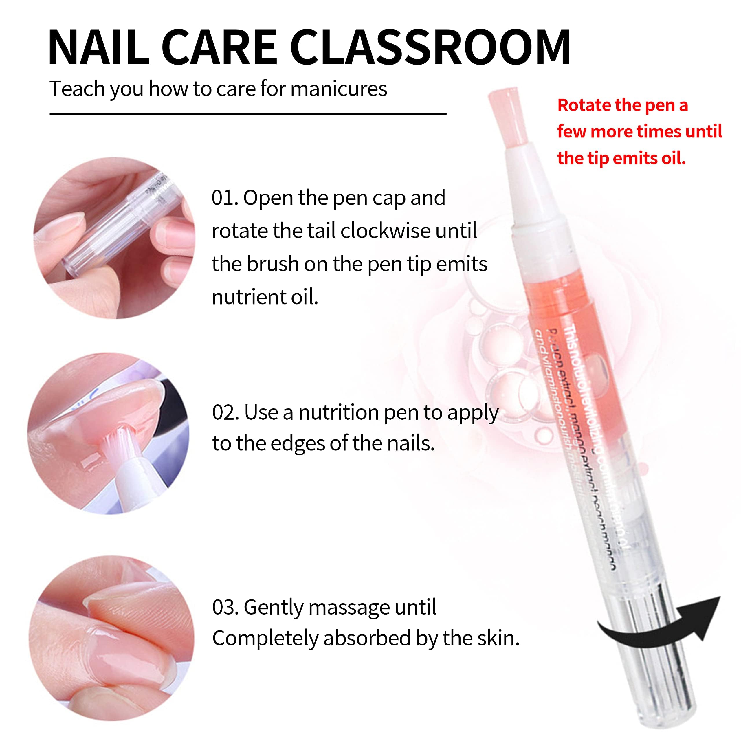 Applying vitamin-rich cuticle oil to fingernails