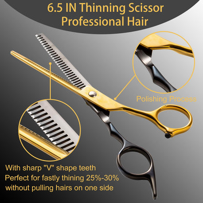 Lengnoyp black and gold hairdressing scissors ergonomic handle and rubber stopper detail