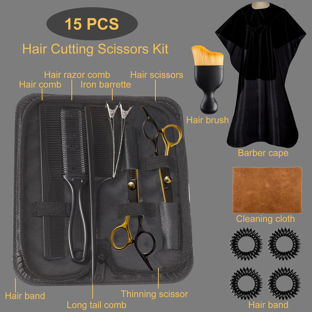Lengnoyp hair cutting kit organized inside its premium black storage zipper bag