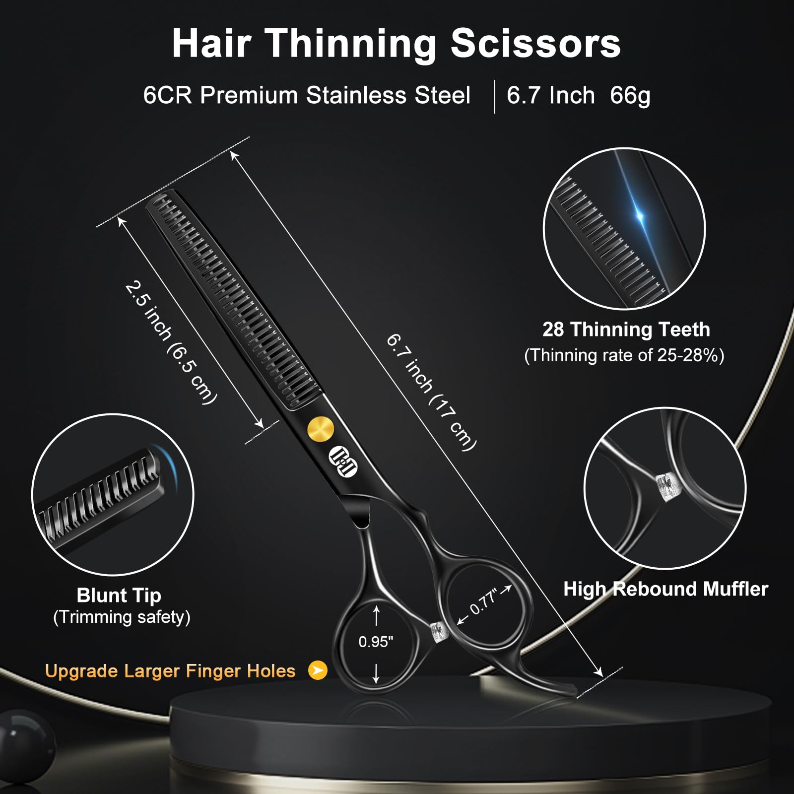 CIICII texturizing thinning scissors highlighting the twenty-seven teeth design for blending hair
