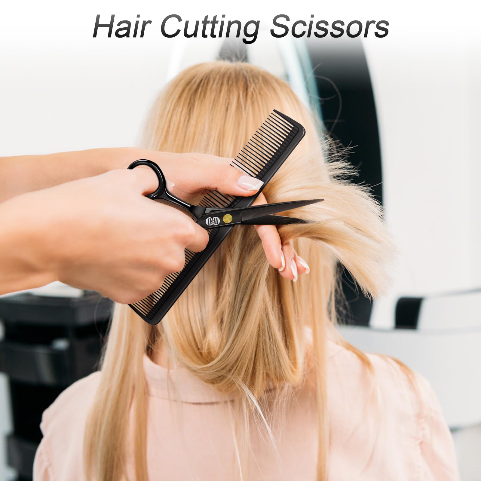 Ergonomic offset handle of the CIICII salon barber shears demonstrating comfortable finger placement