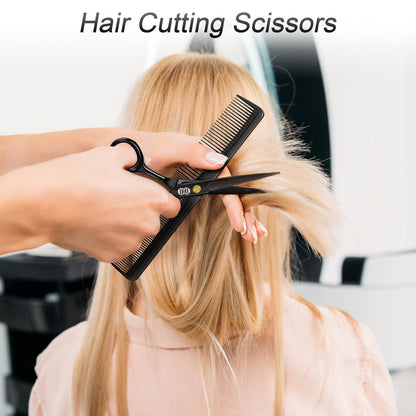 Ergonomic offset handle of the CIICII salon barber shears demonstrating comfortable finger placement