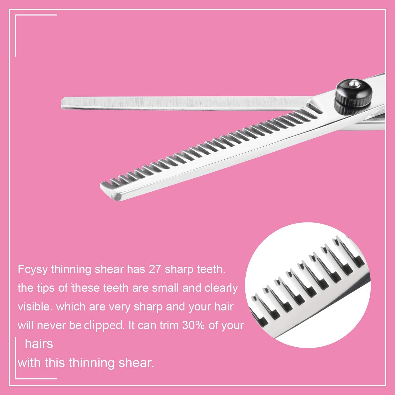 Close up of sharp blades on professional hairdressing scissors for texturizing hair