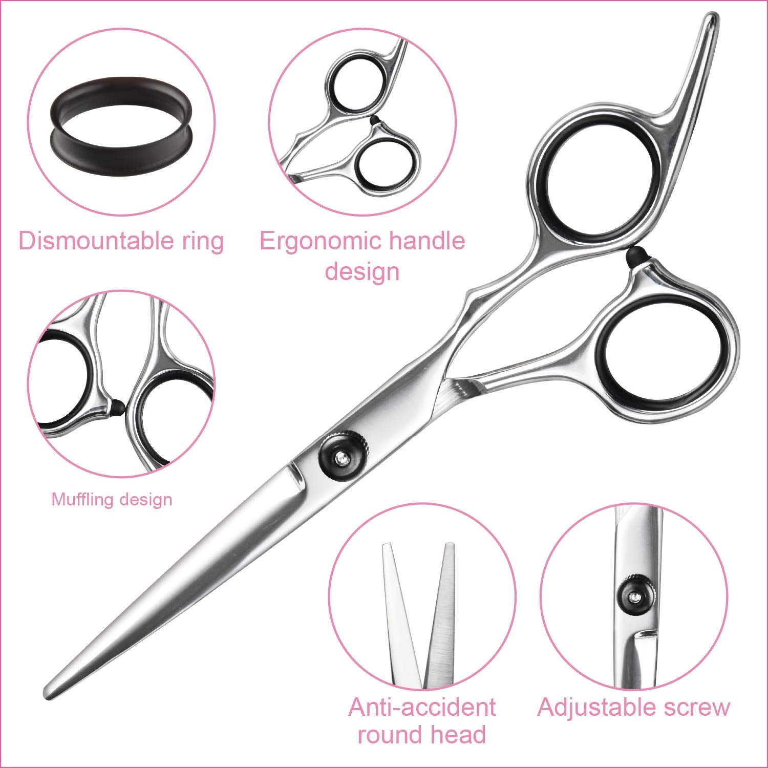 Ergonomic handle design of imported salon scissors showcasing comfortable finger rests