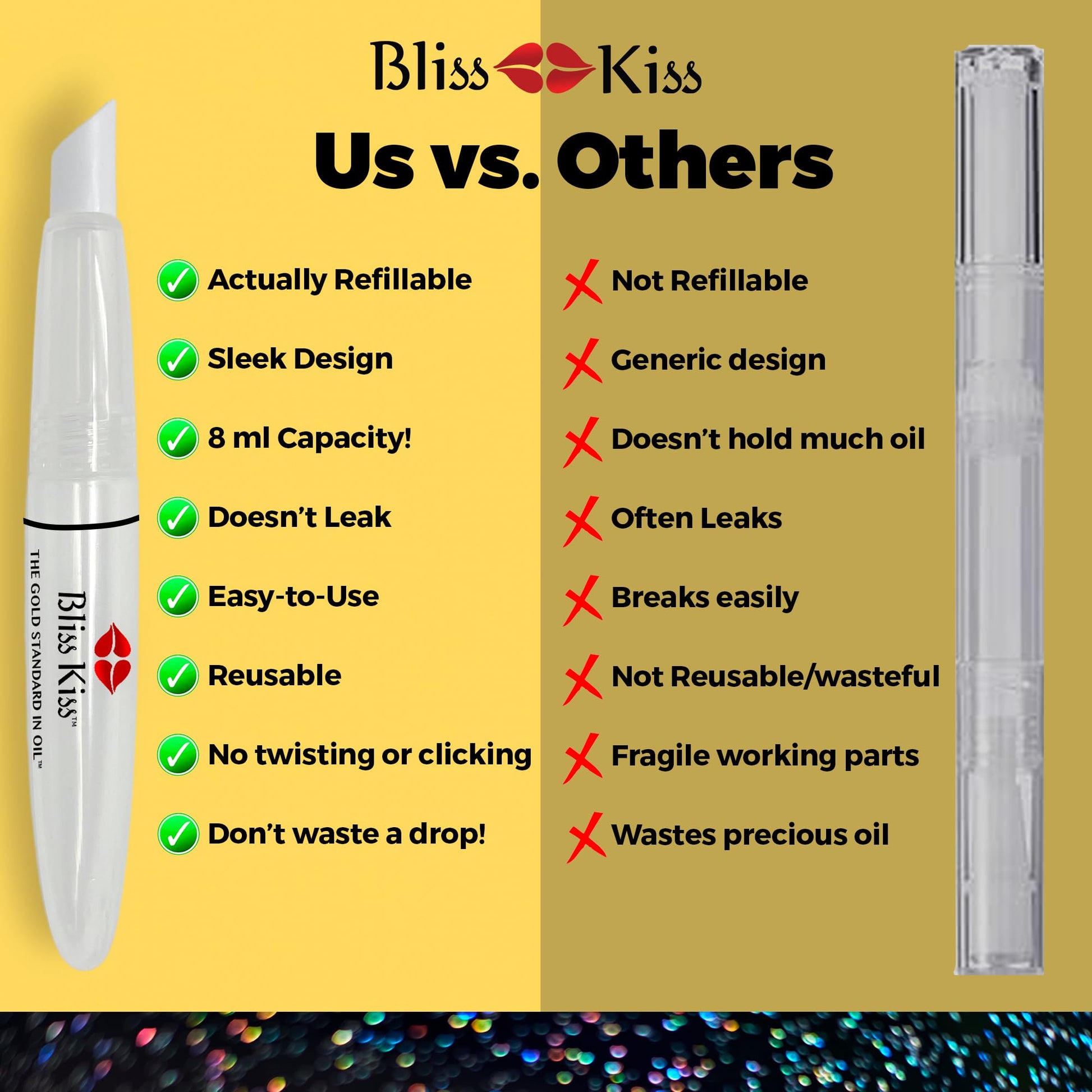 Refillable squeeze pen for cuticle oil portable size