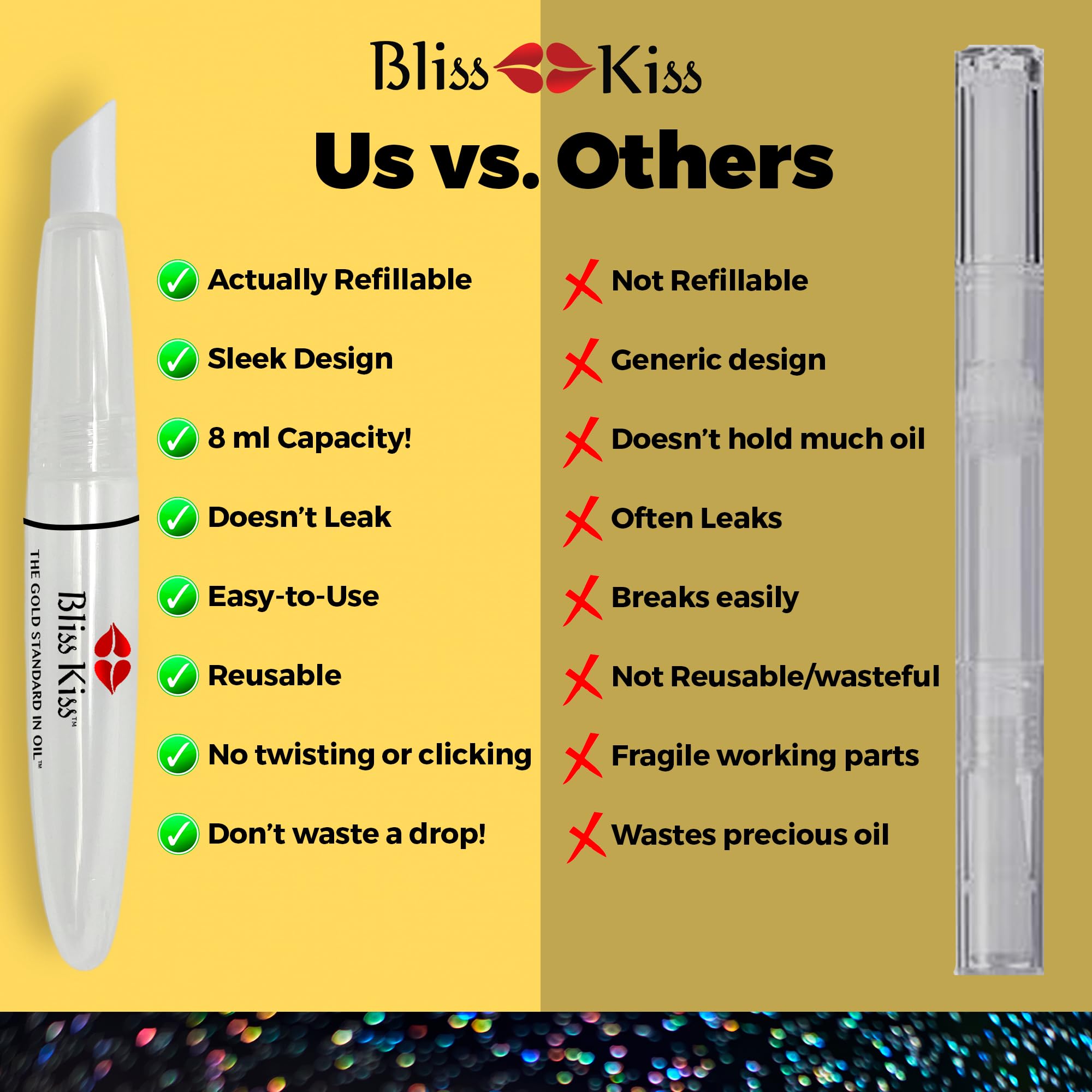 Refillable squeeze pen for cuticle oil portable size