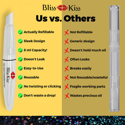 Refillable squeeze pen for cuticle oil portable size