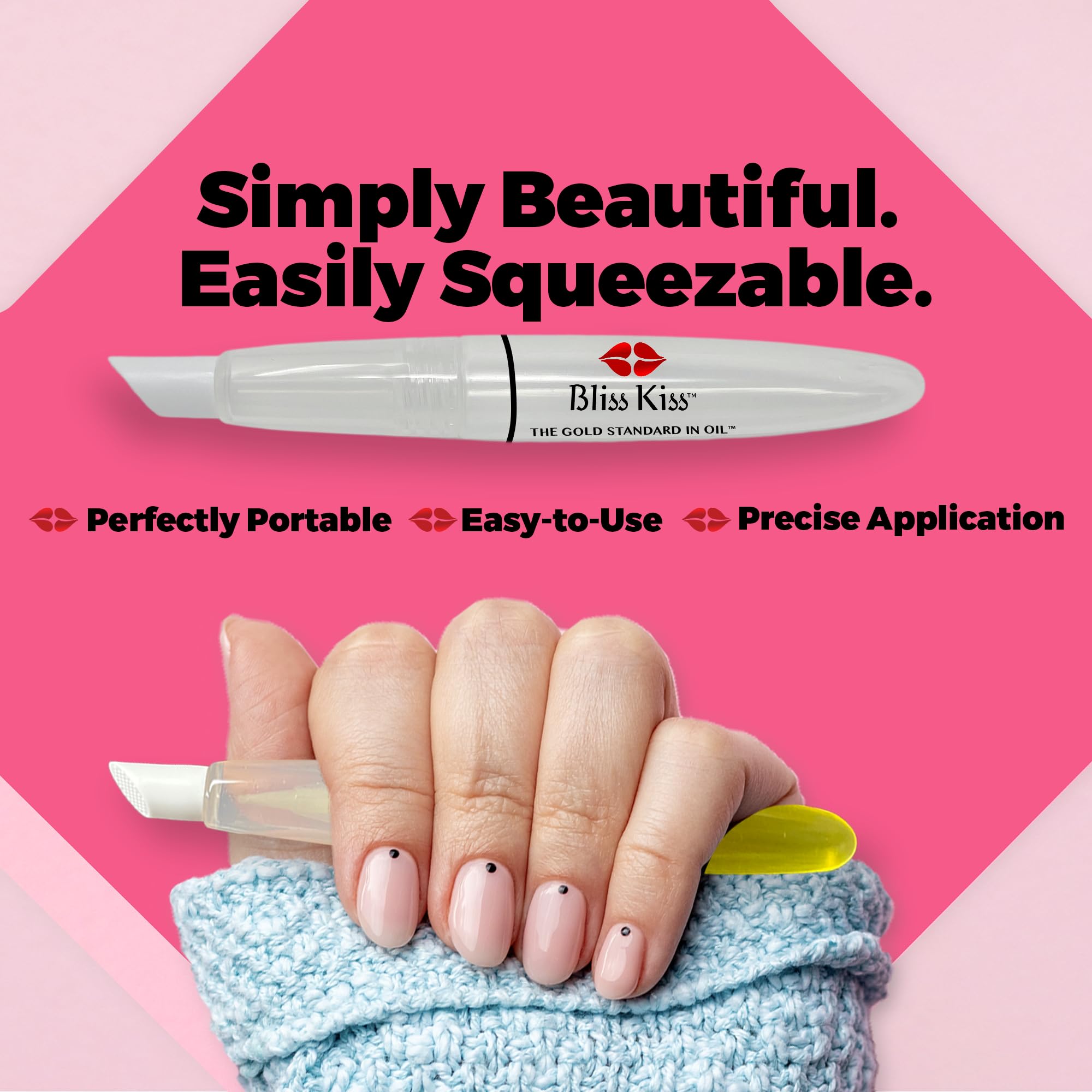 Bliss Kiss nail care pen showing clear barrel