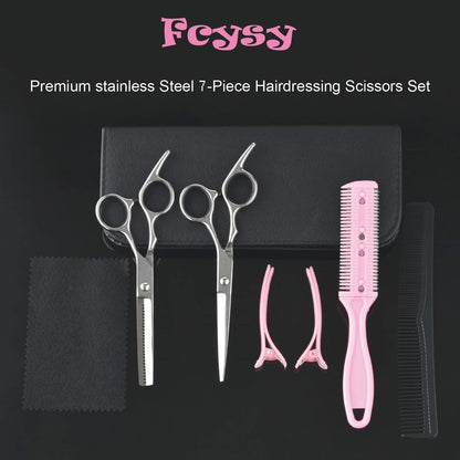 Fcysy professional barber scissors being used for precise haircut styling and layering