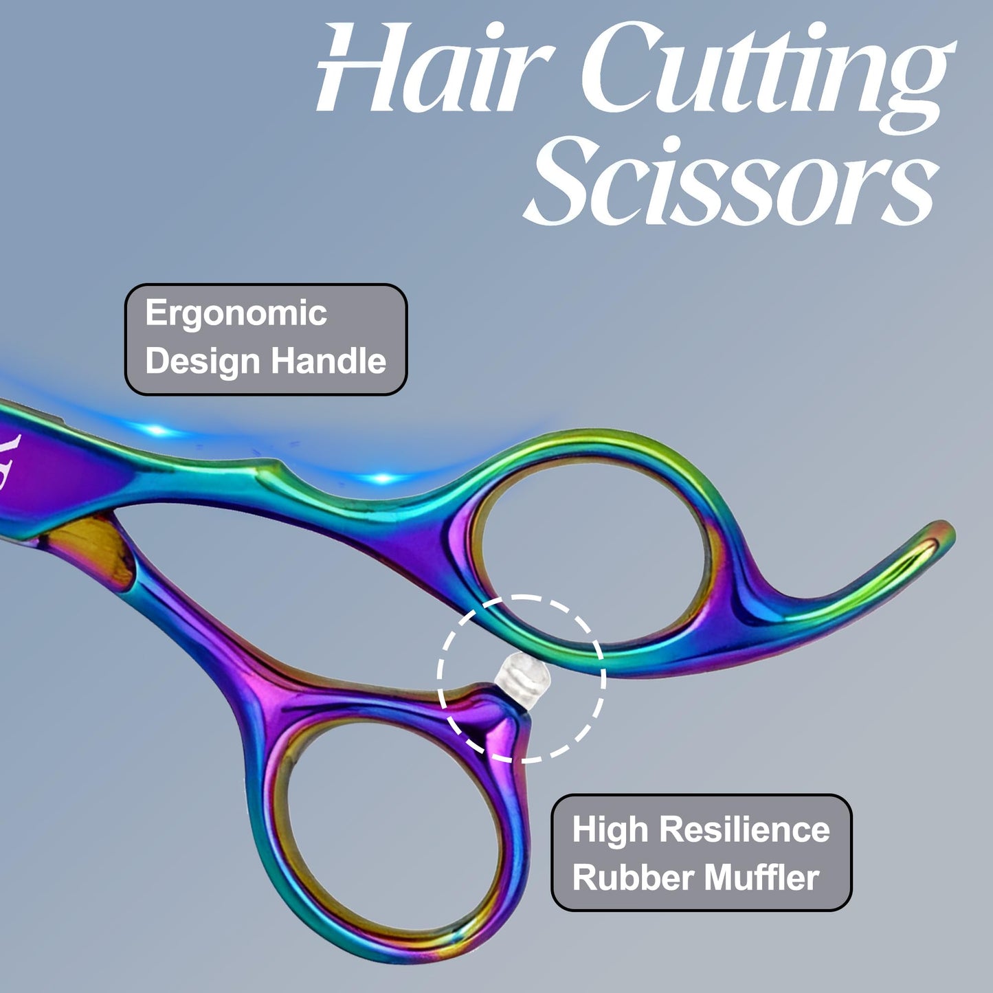 Six inch professional salon scissors showing the hand forged razor edge blades.