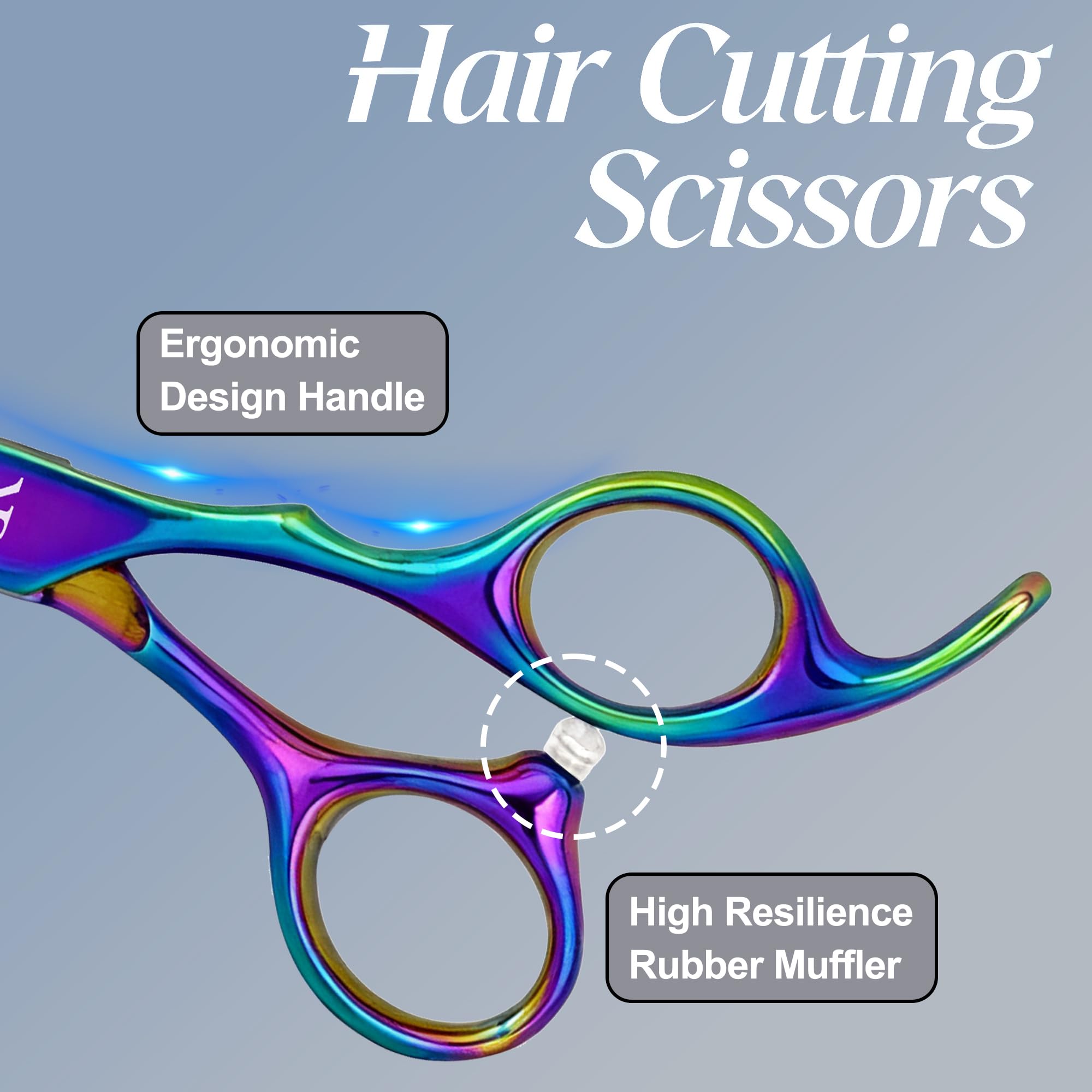 Six inch professional salon scissors showing the hand forged razor edge blades.