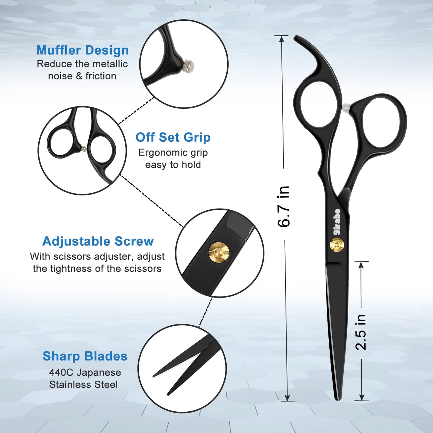 Professional haircut kit with thinning shears and straight scissors on display