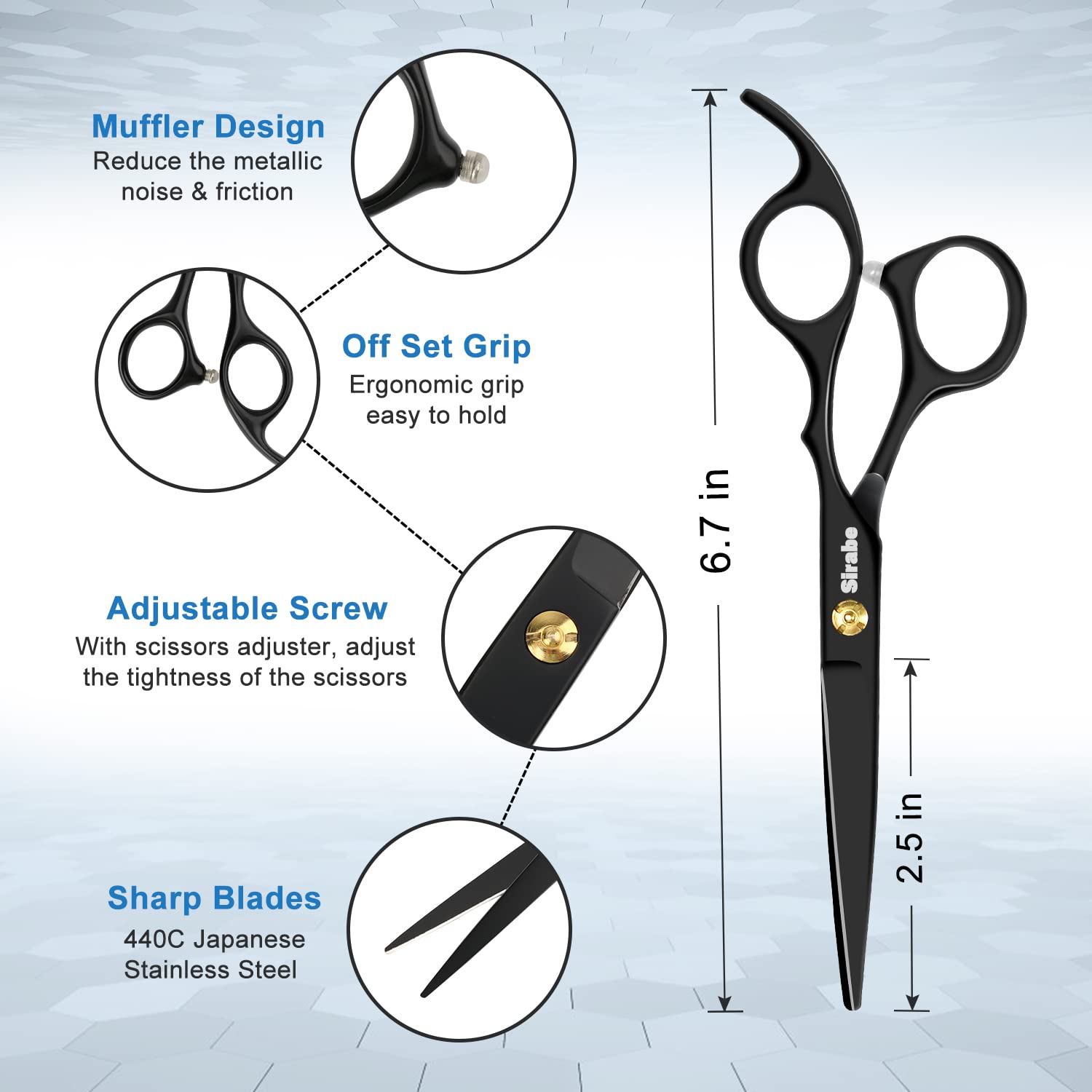Professional haircut kit with thinning shears and straight scissors on display