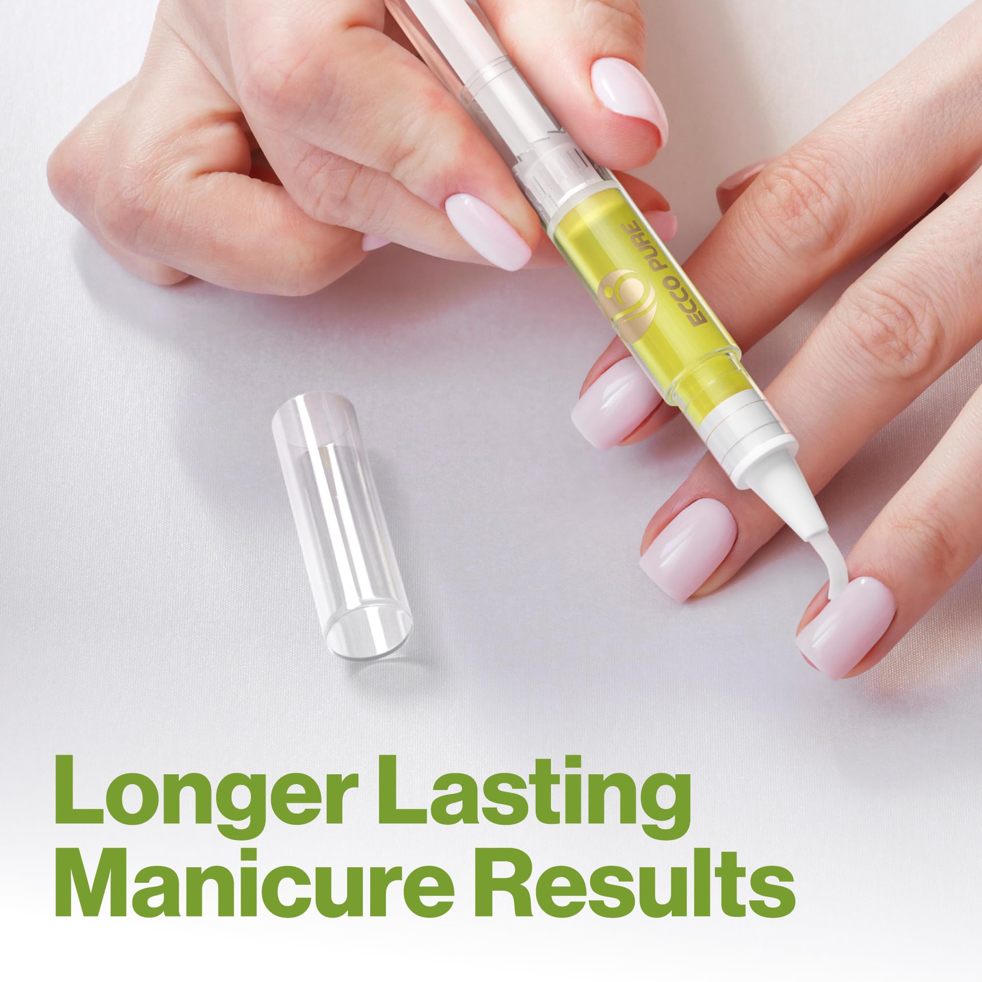 Close up of Ecco Pure nail oil pen brush applicator