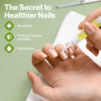 Ecco Pure 3 milliliters cuticle oil pen displayed next to manicured hands.
