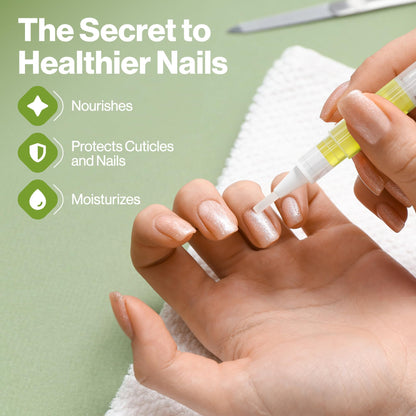 Applying Vitamin E cuticle oil to natural nails