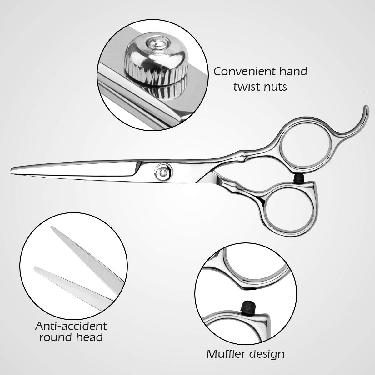Himart stainless steel hair trimmers showing the blue tension adjustment screw close up