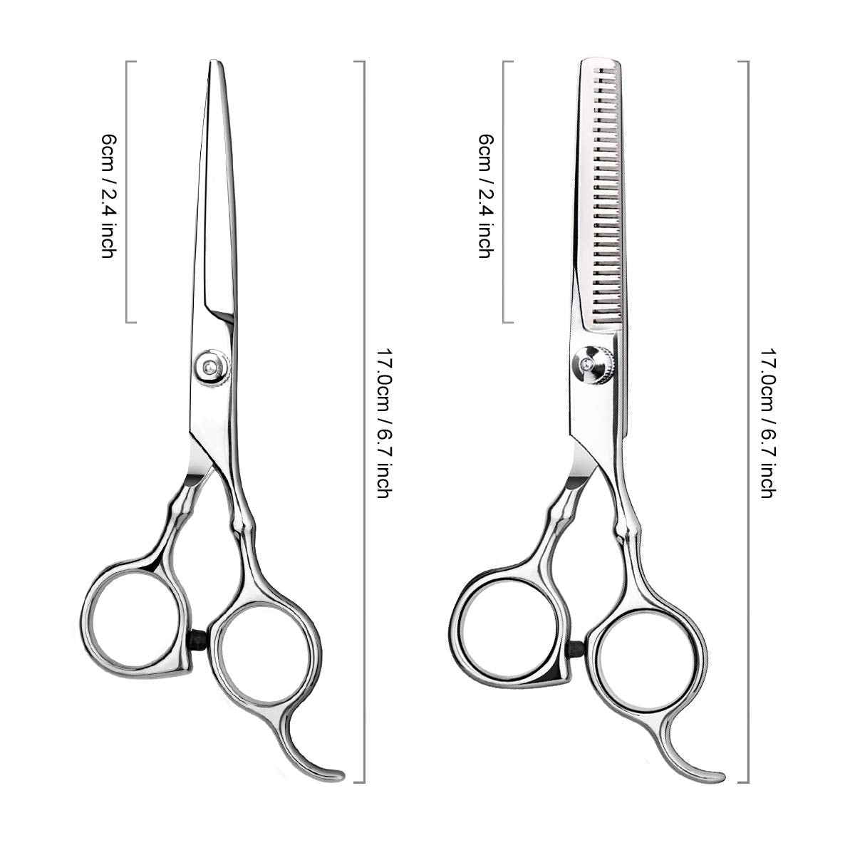 Himart salon scissors set detailing the ergonomic handle and curved finger rest