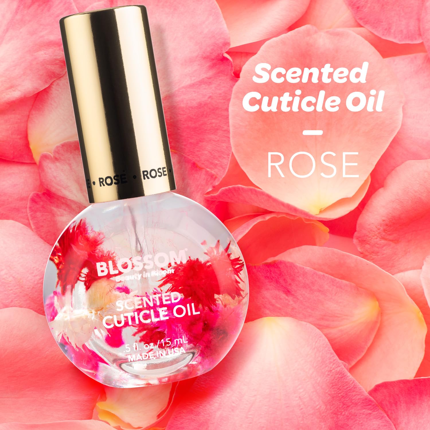 Blossom Rose Scented Nail Oil close up of brush applicator