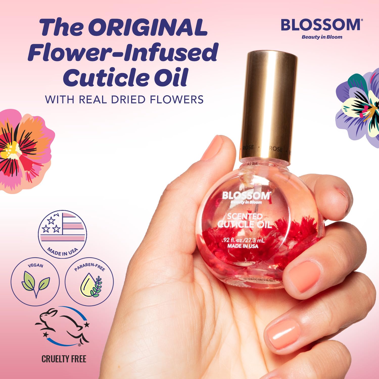 Blossom Cuticle Oil 0.5 fluid ounce bottle texture and clarity