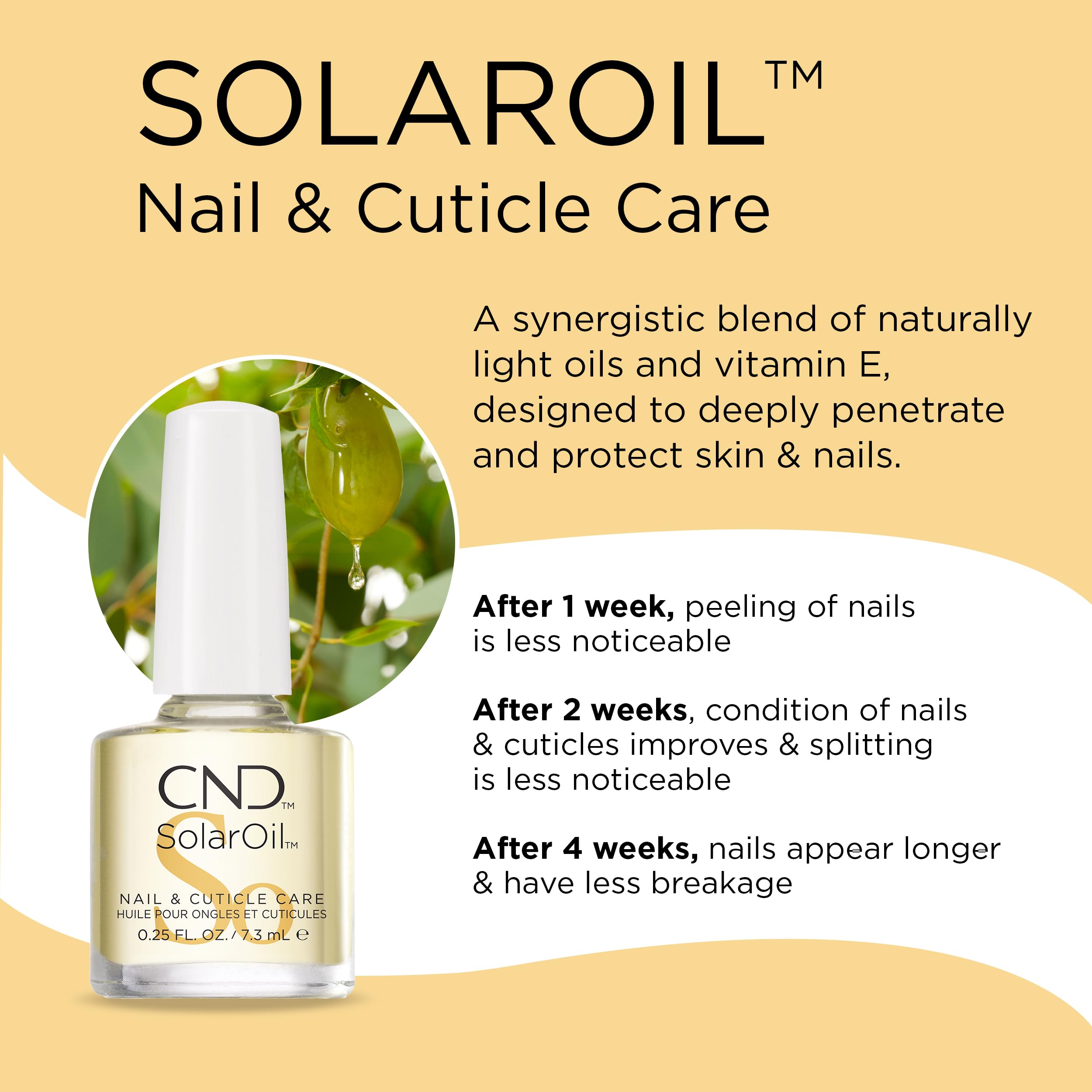 Close up of CND SolarOil packaging