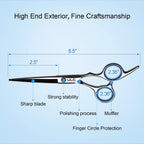 ULG Japanese stainless steel hair cutting shears with blue finger rings