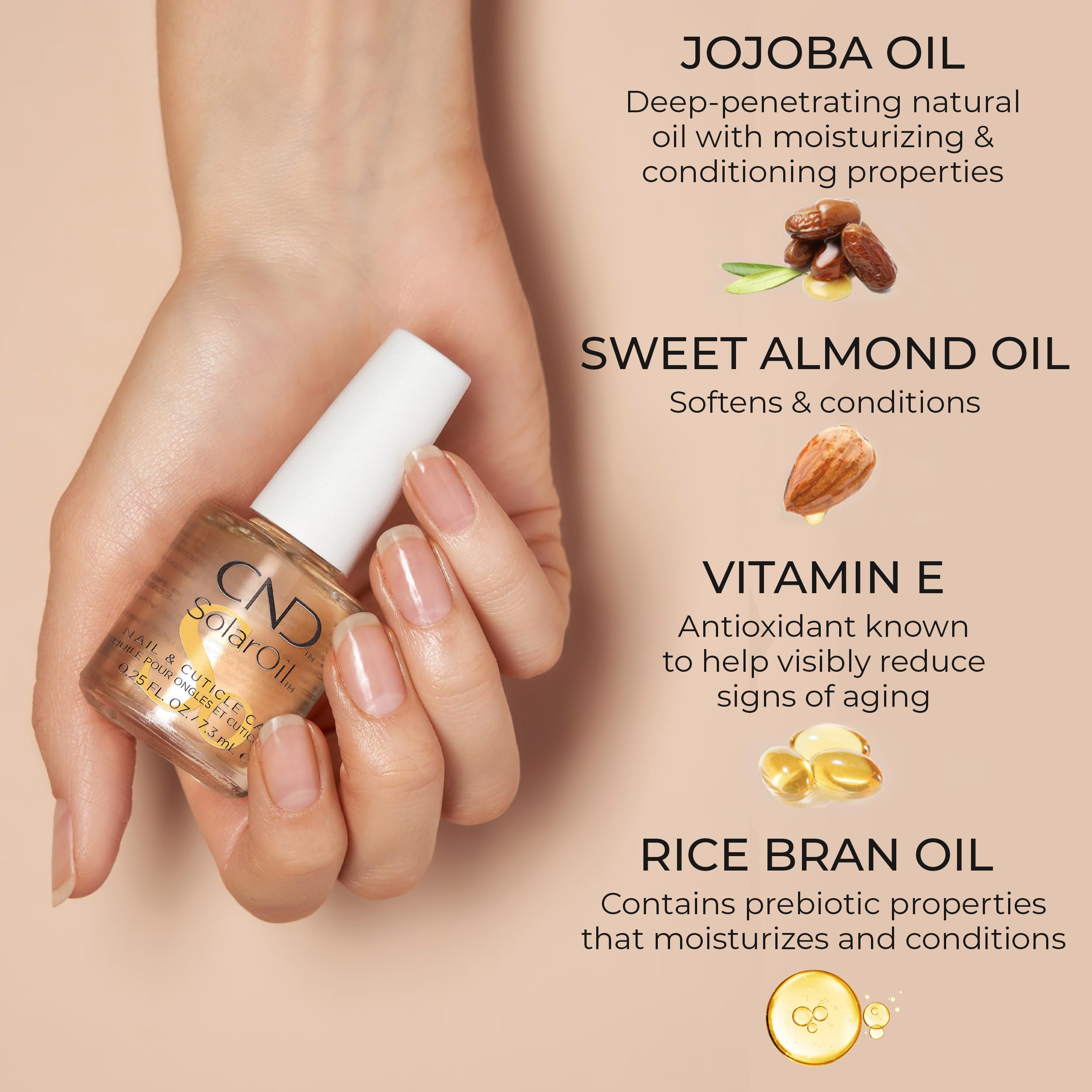 CND SolarOil bottle showing ingredients list