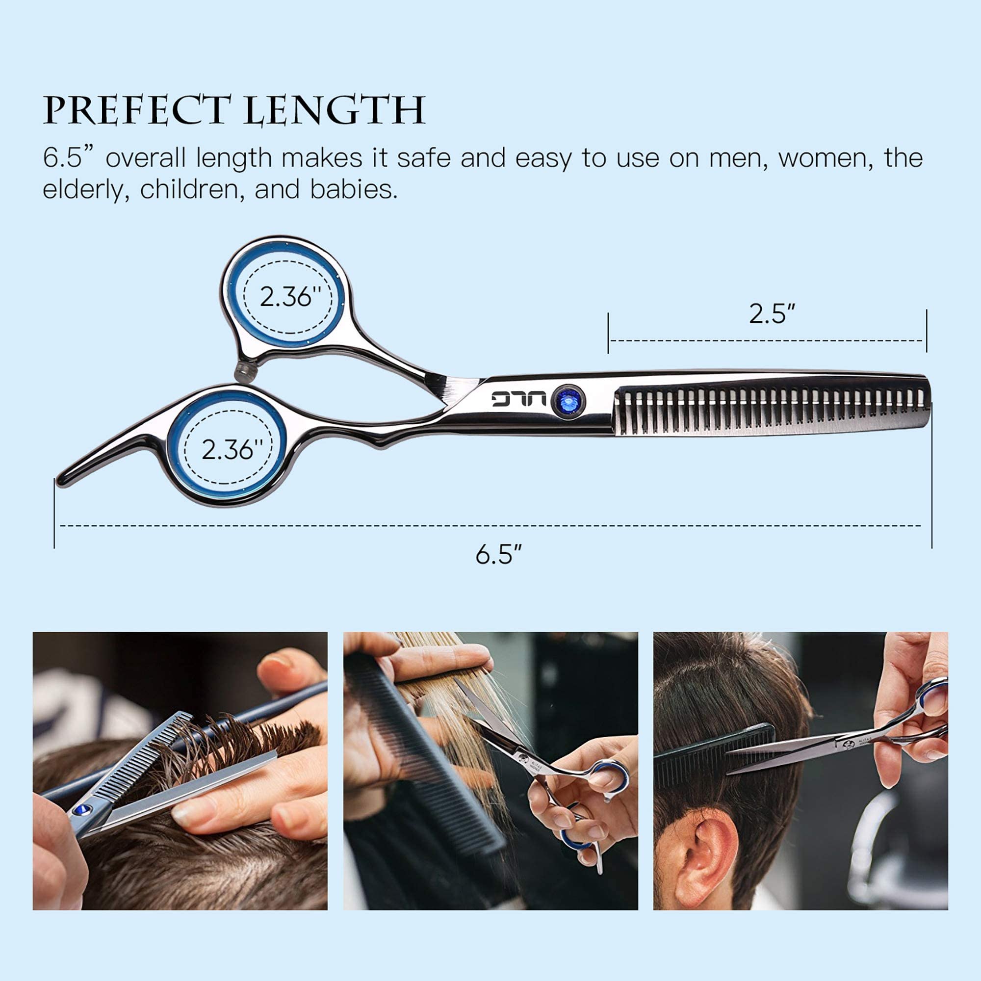 Close up of ULG texturizing thinning shears thirty teeth blade detail