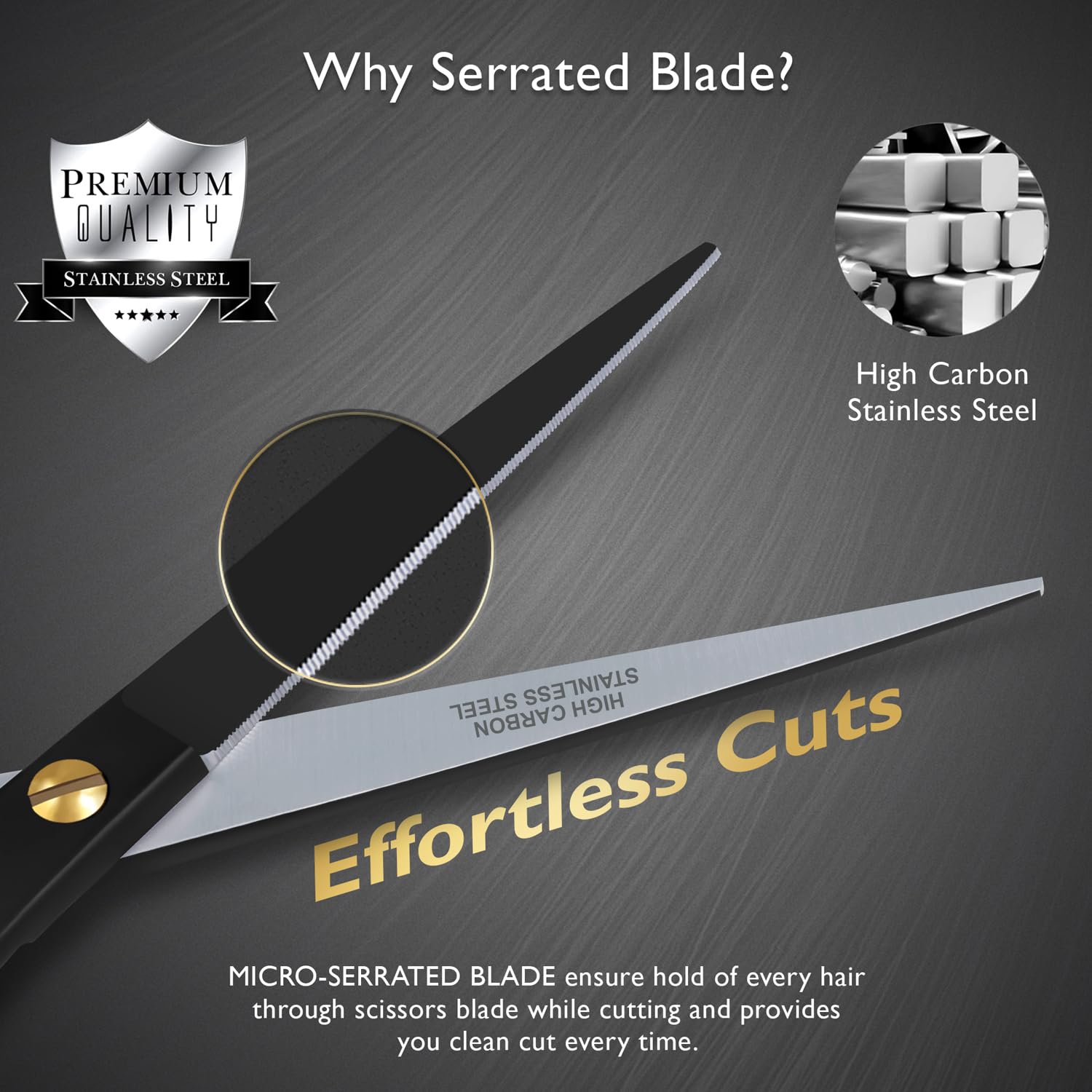 Complete grooming kit including the black haircut shears, styling comb, and soft storage case.