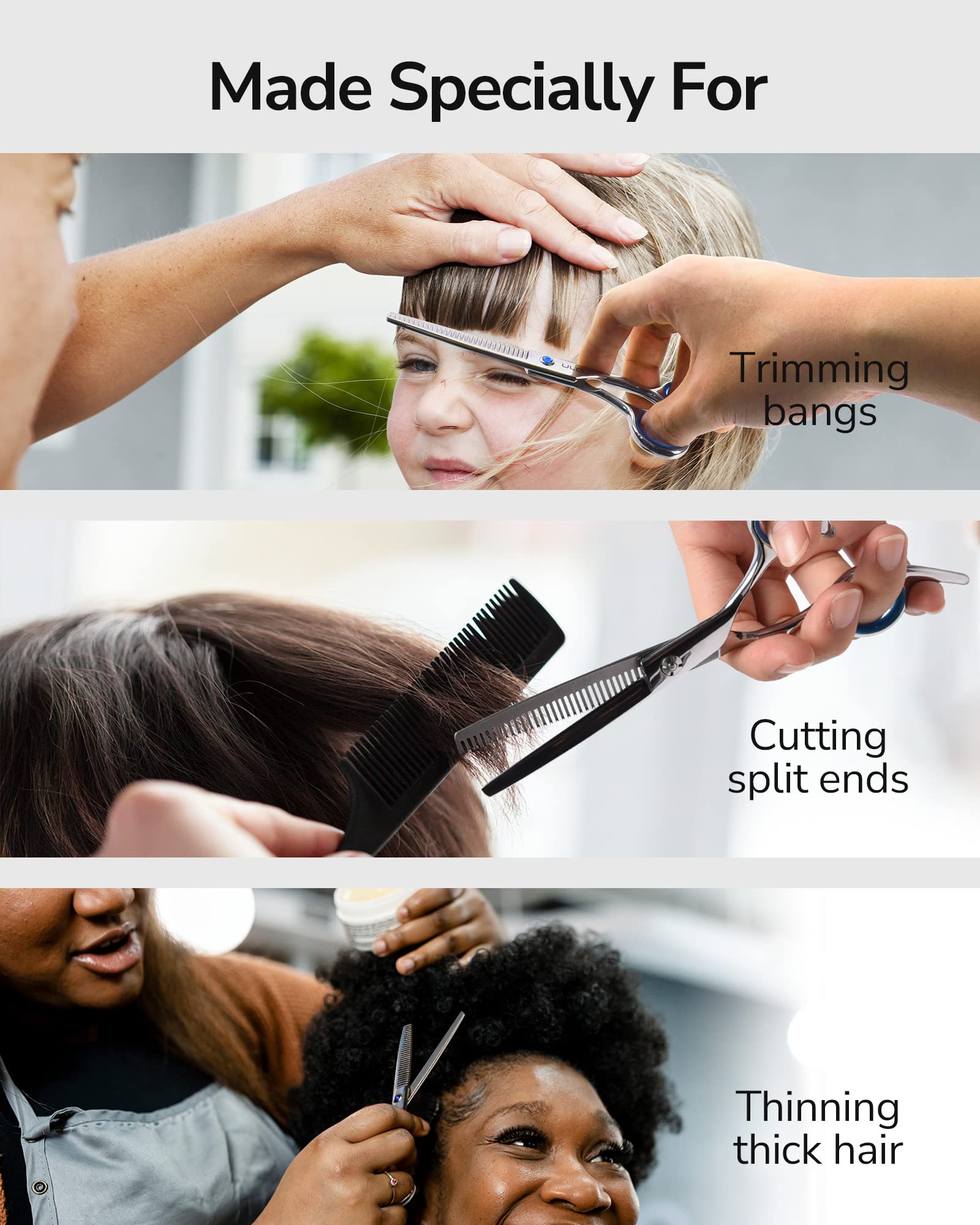 Imported ULG professional hair scissors with hand sharpened teeth