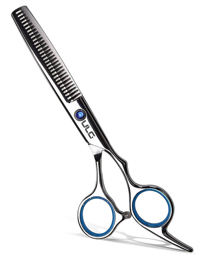 Authentic ULG 6.5 inch texturizing shears on a white salon background