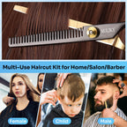 Ergonomic handles of the professional salon shears demonstrating comfortable finger grip positioning