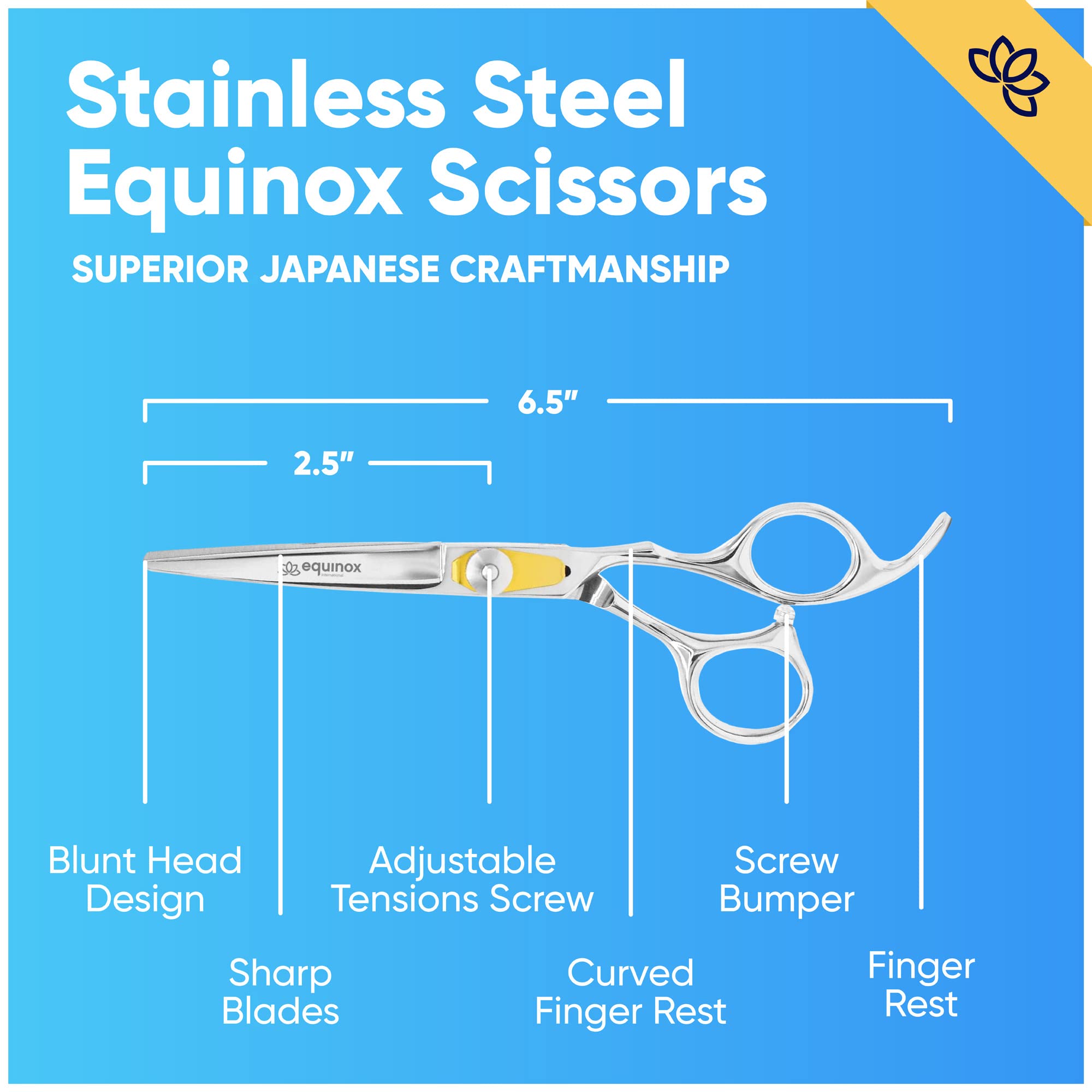 Close-up of the fine adjustment tension screw on the Equinox Professional Hair Shears for custom cutting resistance.