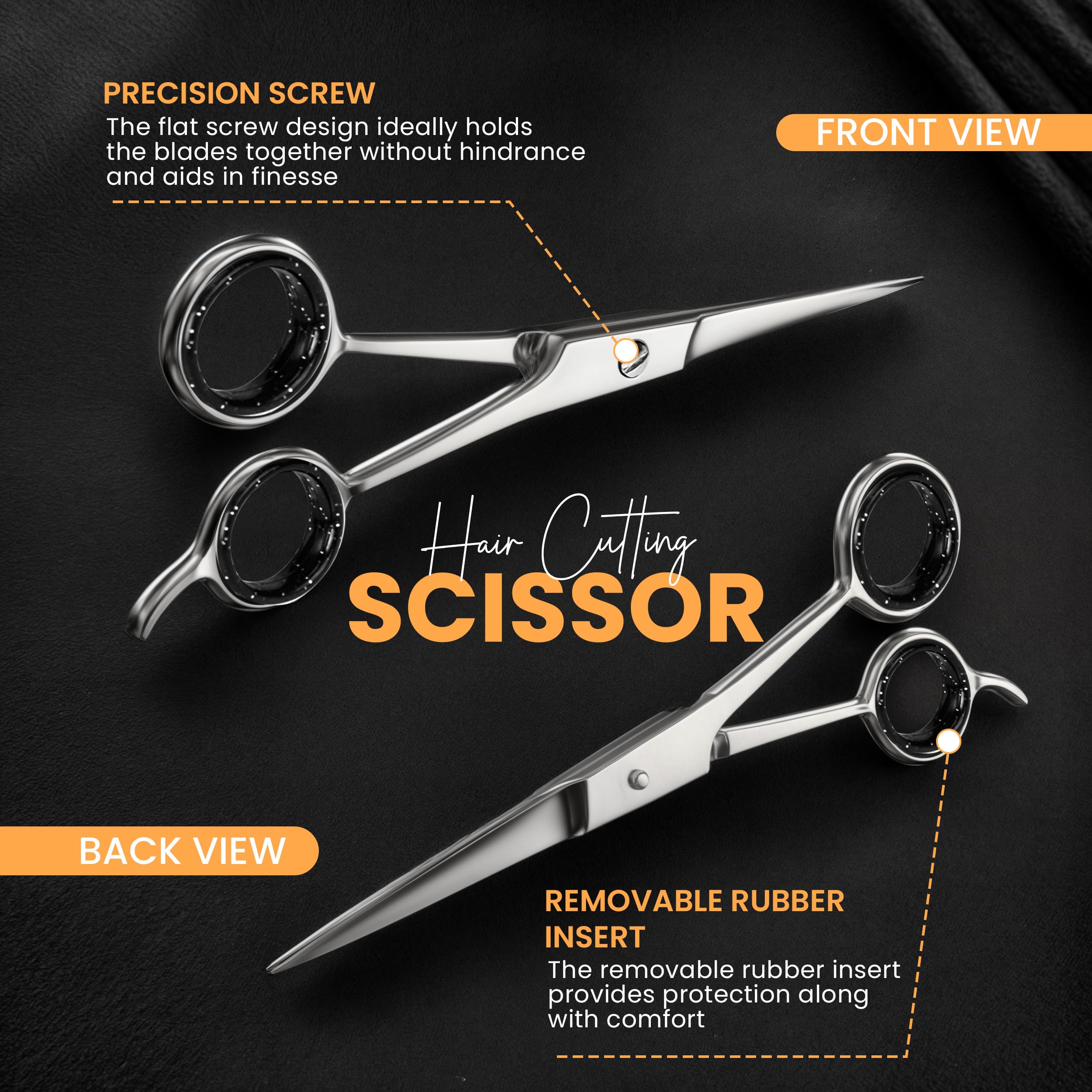 Utopia Care 6.5 inch professional hairdressing scissors showing the sharp razor edge blade