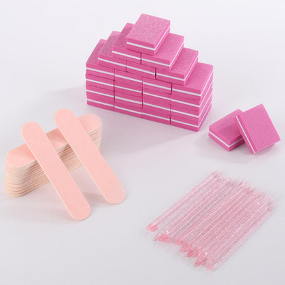 Portable nail care set inside a cosmetic bag