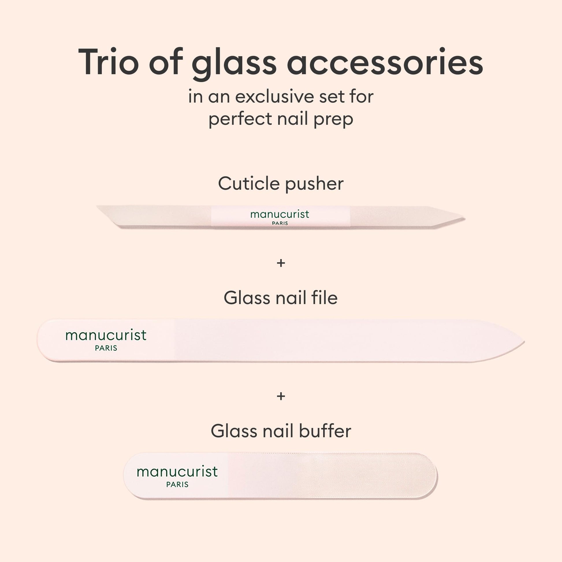 Glass nail buffer tool for natural shine in Manucurist tube set