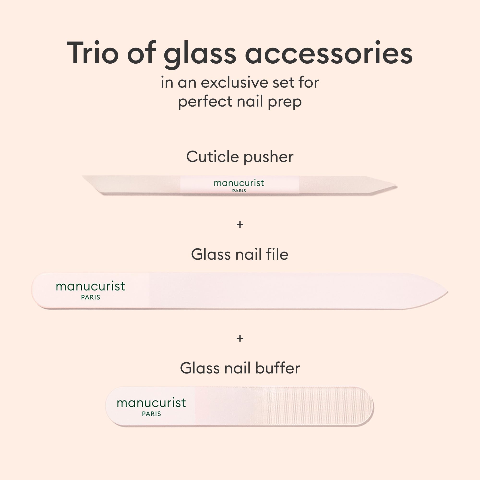 Glass nail buffer tool for natural shine in Manucurist tube set