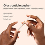 Close up of Manucurist professional glass manicure tools on display