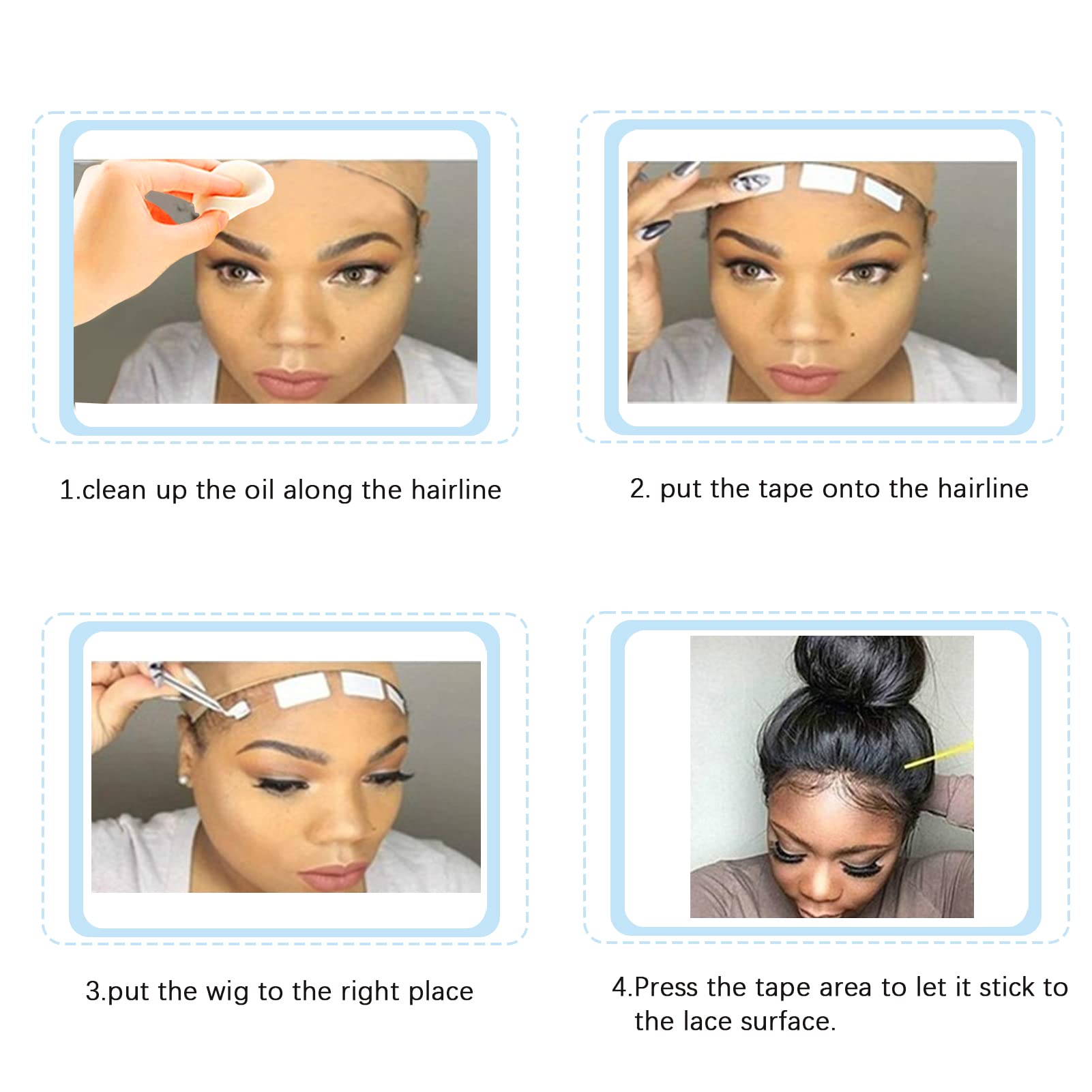 Goiple waterproof hairpiece tape being applied to a lace front toupee
