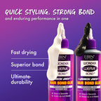 Back label of EBIN NEW YORK Wonder Weave Bond Clear showing directions and styling safety warnings.