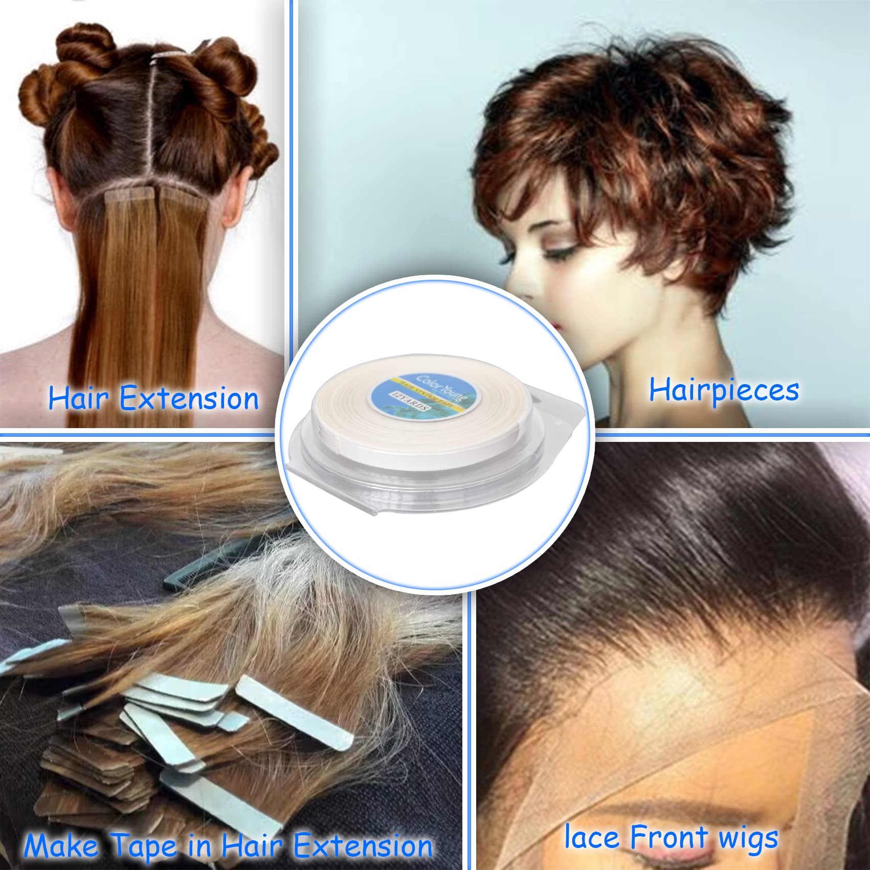 Close up of zero point eight centimeter wide double sided hair extension tape