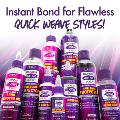 EBIN NEW YORK Wonder Weave Bond Clear packaging highlighting the strong hold extension benefit.